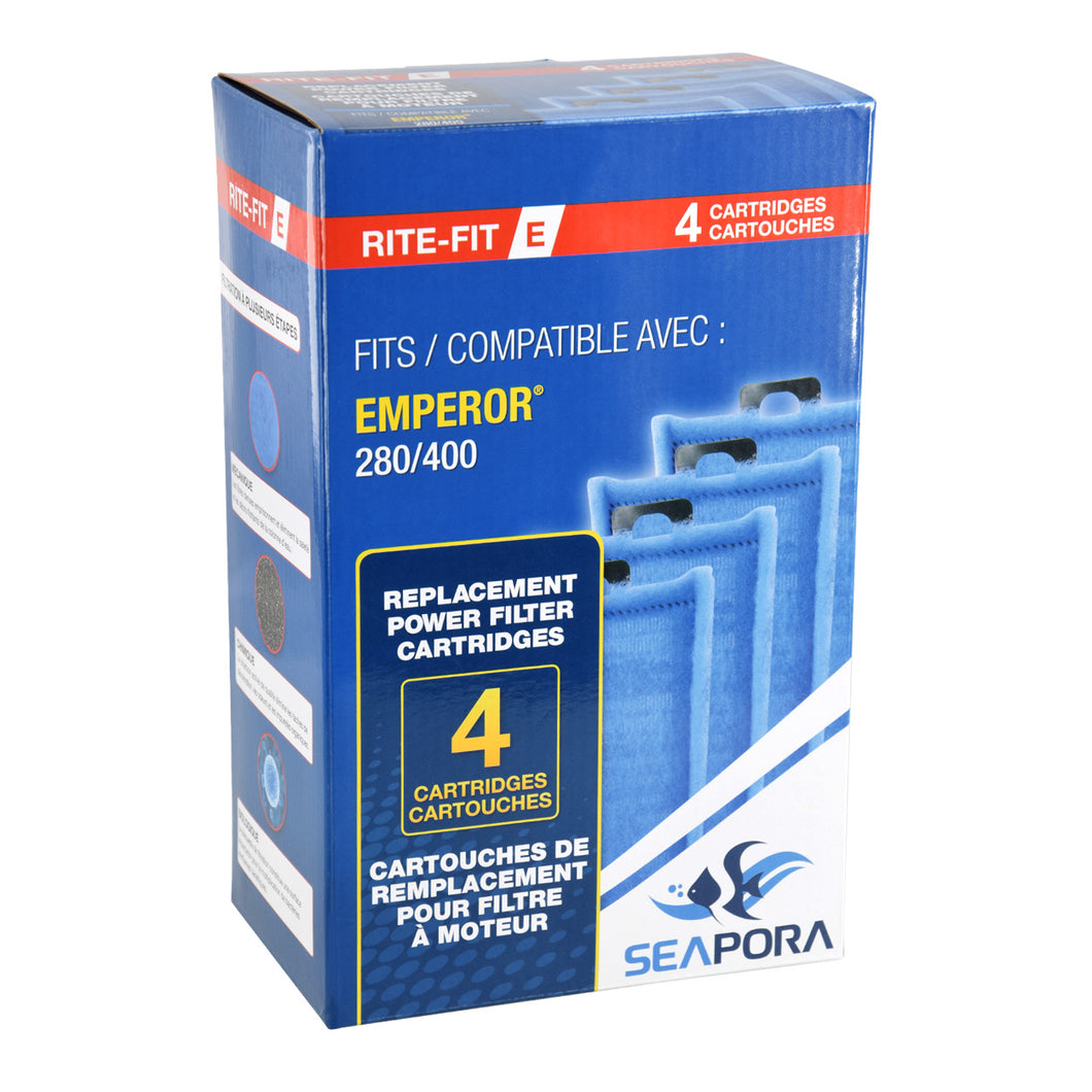 Seapora Rite-Fit E Cartridges for Emperor® Power Filters - 280/400 - 4 pk